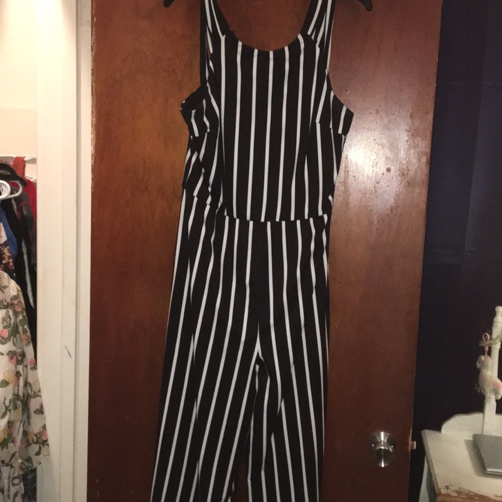 Black and White Striped Romper